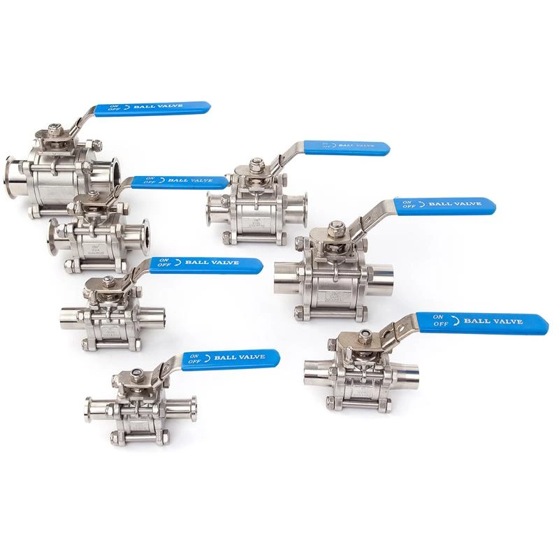 Food Grade Sanitary Hygienic Butt-weld 3PCS Ball Valves