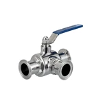 Hygienic Stainless Steel Pneumatic 3-Way Ball Valve With Solenoid Valve